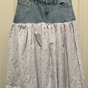 Aeropostale Blue Denim and White Floral Skirt